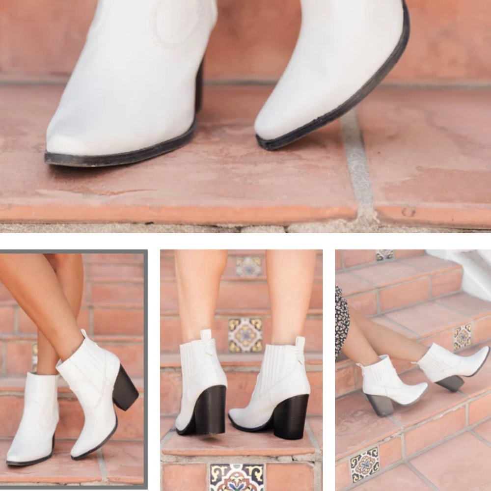 White pointed cowboy style boot